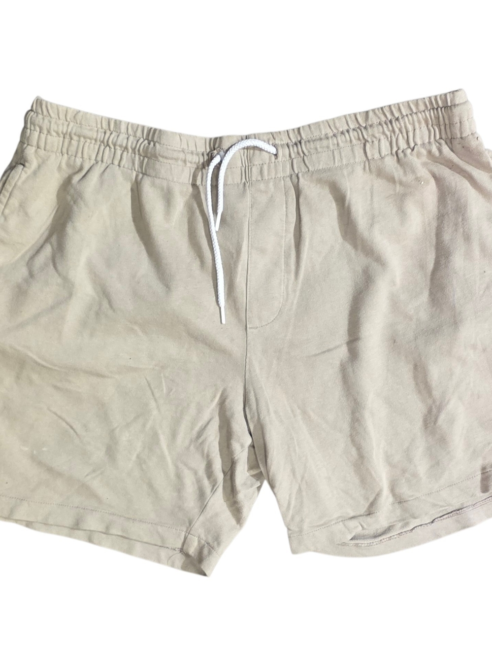 George Light Beige Elastic Waist Drawstring Athletic Shorts
